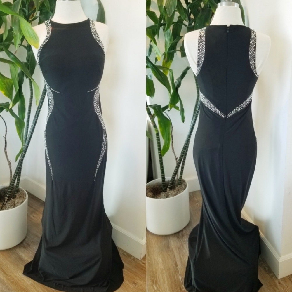 black prom dress backless Lace Dresses, Open Back Black Lace Formal Evening Color:Azalea Black Scoop Neck A-Line Floral Dresses